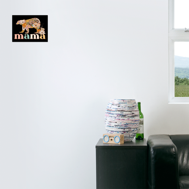 Floral Mama Bear Retro Gift by The WYLD Tribe